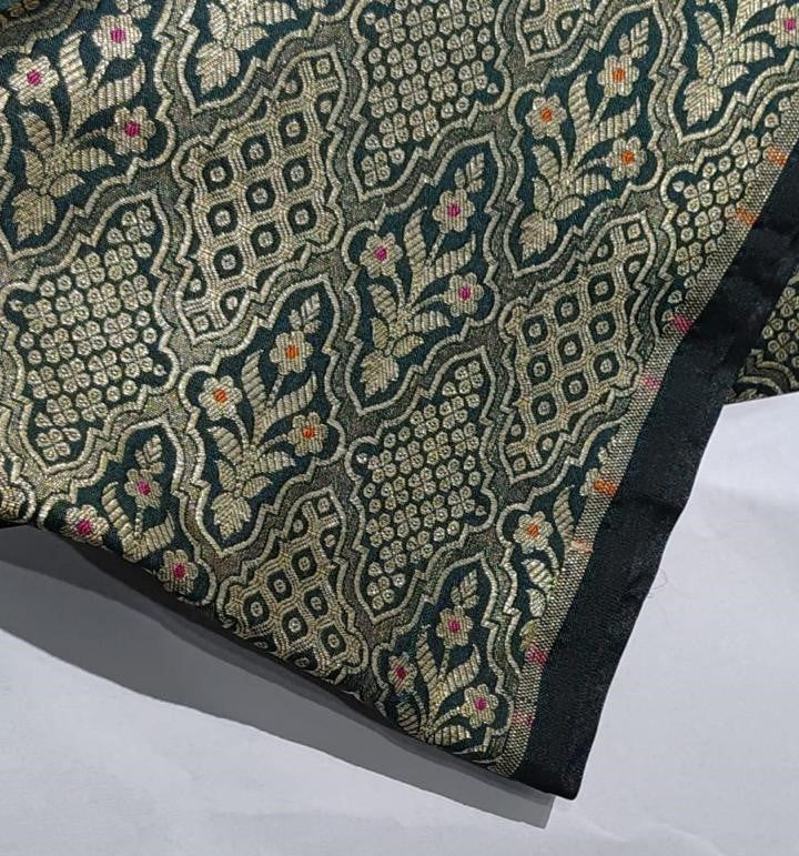 Silk Brocade Fabric  jacquard 44" wide  BRO973 available in 4 colors black/ green/royal and mulberry