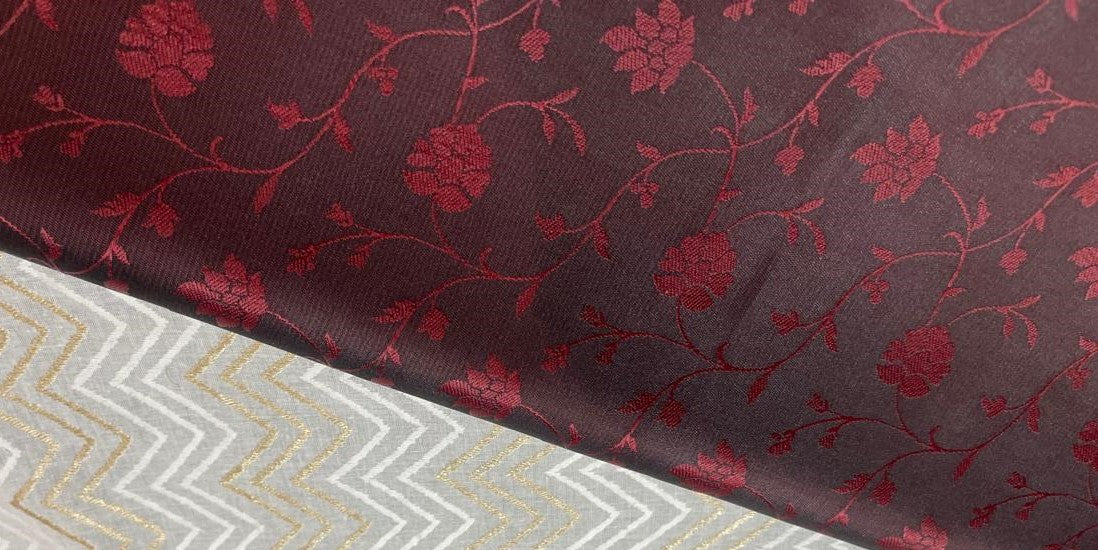 Silk Brocade  fabric~ satin 44" wide   jacquard available in 2 colors wine black and green black BRO102[1]/bro997[1/2]