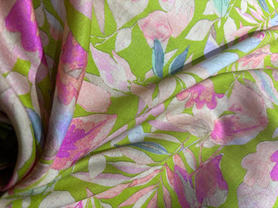 Viscose TWILL Digital Floral Print 41&quot; wide available in 2 colors dusty rose and sea foam