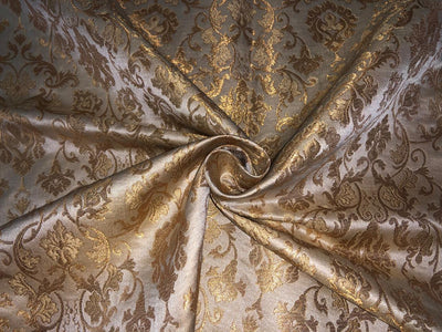 Silk Brocade fabric with  gold jacquard  BRO1018 available in 4 colors gold/lilac/grey and sea blue BRO1018