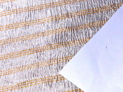 SILK  Crushed MUGA SILK TISSUE STRIPES available in 4 colors crinkle gold x gold stripe/dark ivory x copper/golden cream x silver/silver x gold