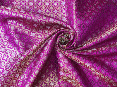 Brocade Fabric Jacquard x metallic gold Gold Color 44" WIDE BRO977 available in 7 colors bright pink , red,royal blue,teal,parrot green,mulberry and ivory