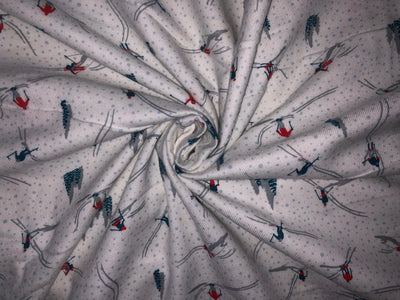 100% Cotton flannel Print 58"wide available in 3 prints penguin, snowmen and skiing on ice