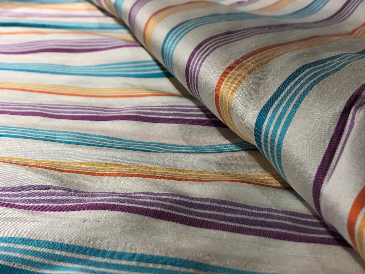 SILK Dupioni FABRIC Multi color stripes 54" WIDE DUPS23[2]