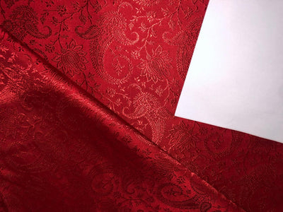 Silk Brocade  fabric~  44" wide FLORAL  jacquard RED BRO1001[2]