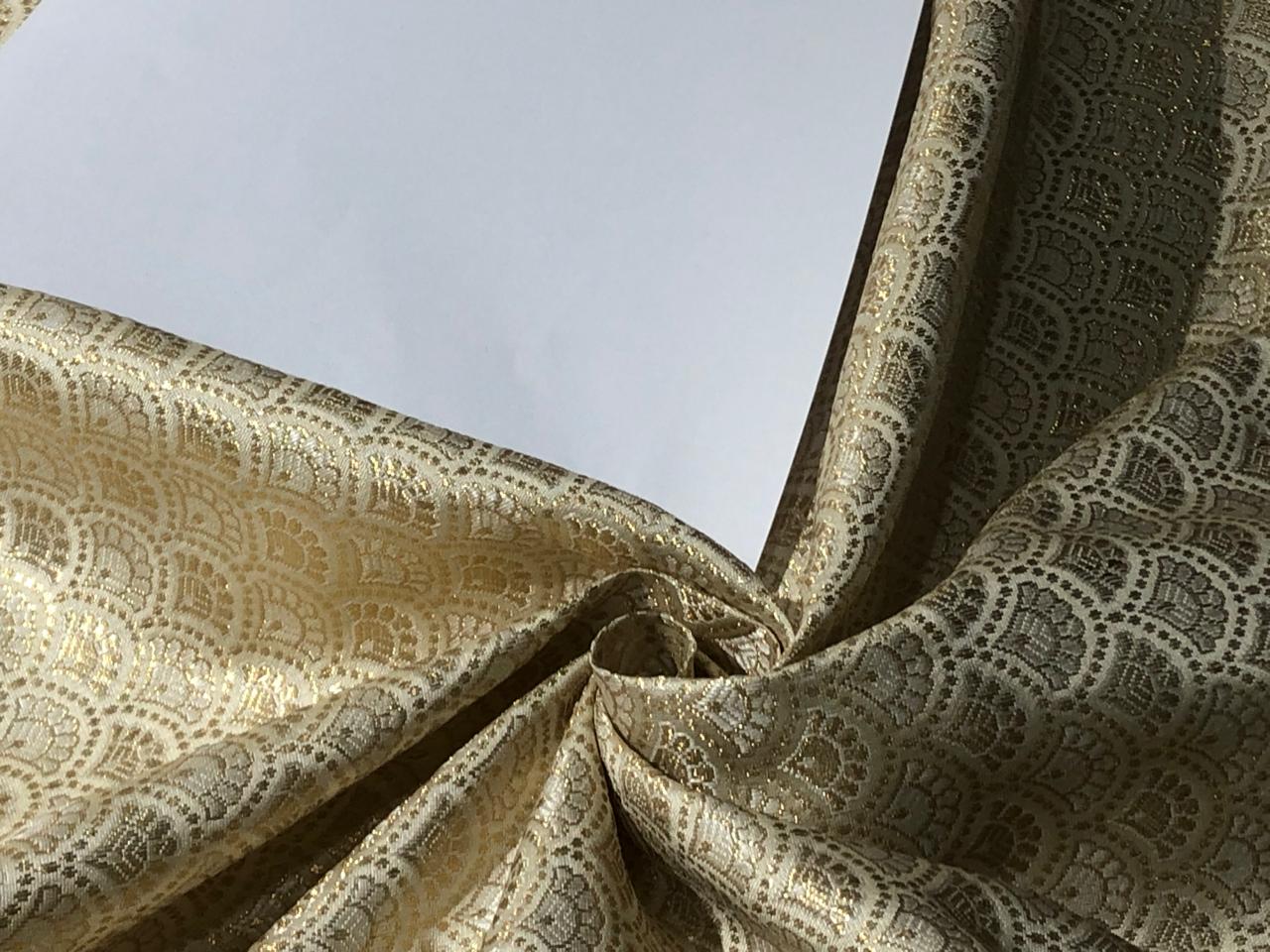 Silk Brocade fabric MOTIF with subtle gold jacquard available in 3 colors dark peach ,pastel peach and ivory BRO992[4/5/6]