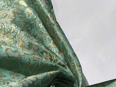 Brocade Fabric VINE Jacquard with metallic gold available in 2 colors MINT AND POWDER BLUE BRO993[4/5]