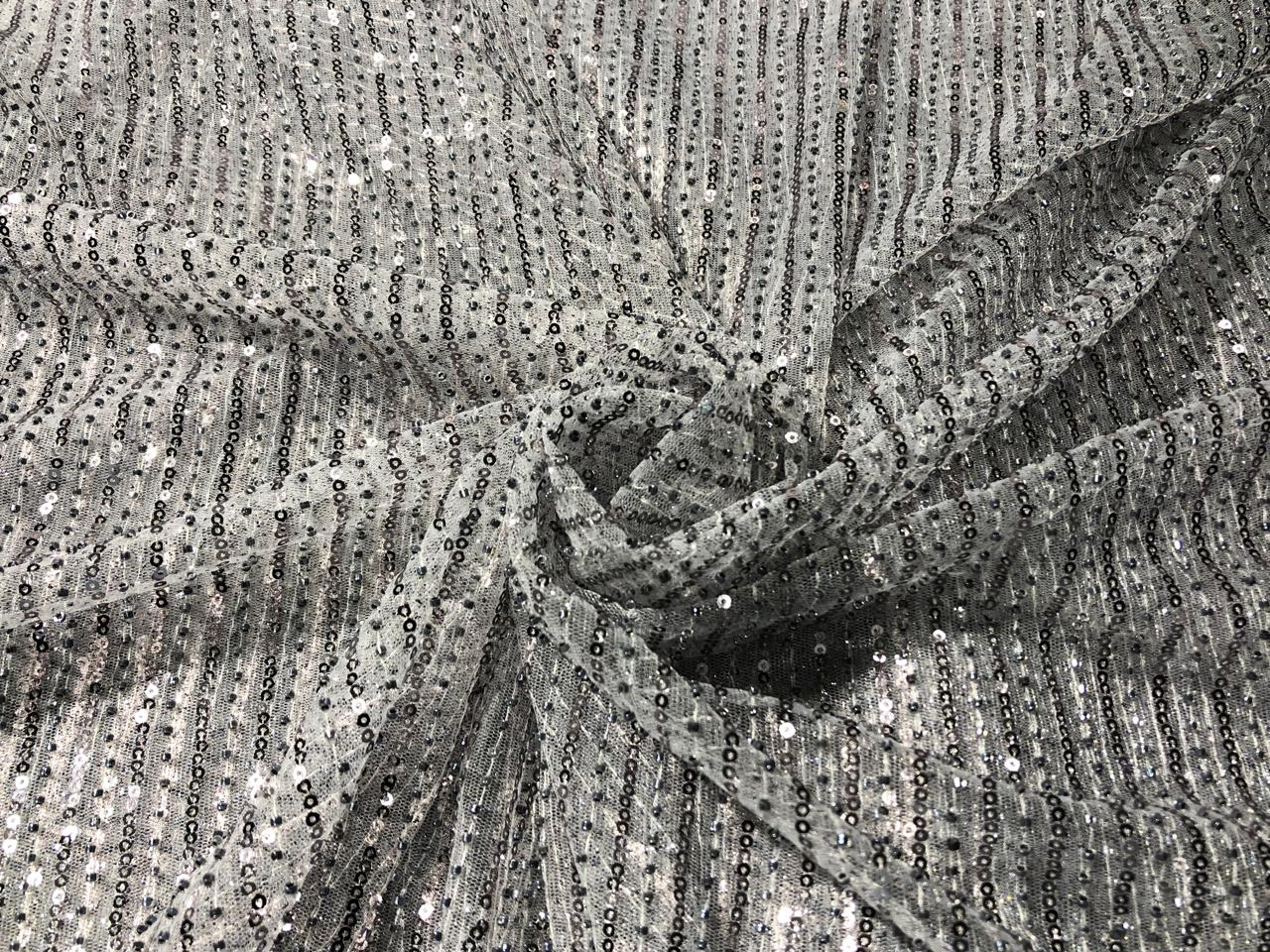 NET SILVER WITH GREY SEQUIN [16833]