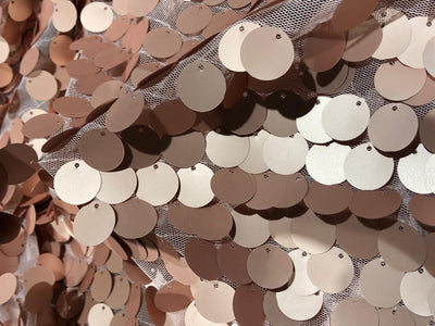 Sequin Net Jumbo Tear Drop fabric with lycra/ stretch 58" wide available in 3 colors blush/rose gold and gold