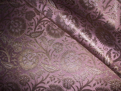 Silk Brocade Fabric metallic gold jacquard  44" wide BRO952 available in 4 colors turquoise/pink/lavender blue and peach