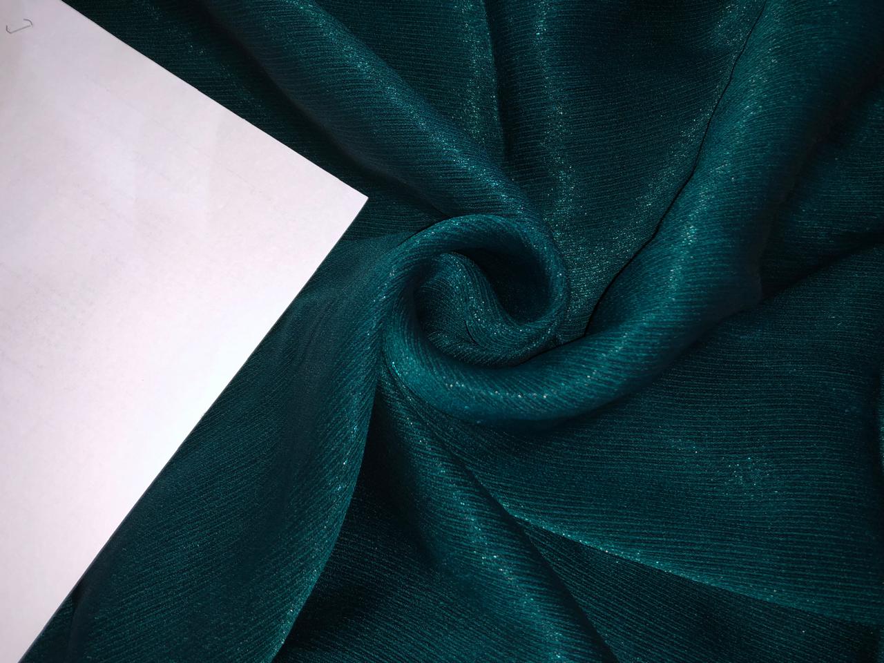 Georgette fabric -with self metallic lurex shimmer available in 2 shades  kingfisher green and green