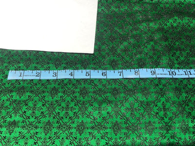 Silk Brocade Fabric Green X  Black color Vestment Design 44" wide BRO213[5]