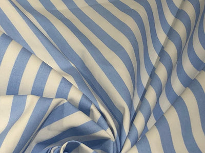 100% Cotton Poplin STRIPES  58" wide AVAILABLE IN 4 COLORS bright blue/sky blue/pink and baby blue