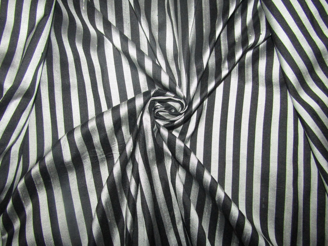 100% silk dupion silver black dupioni stripe 54"DUP#S10[3]/DUPNEWS2[6]