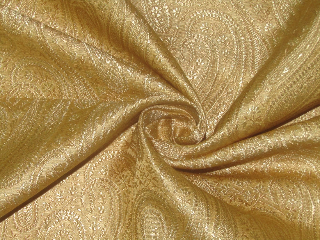 Silk Brocade fabric Gold Color Paisleys 44" wide BRO150[6]