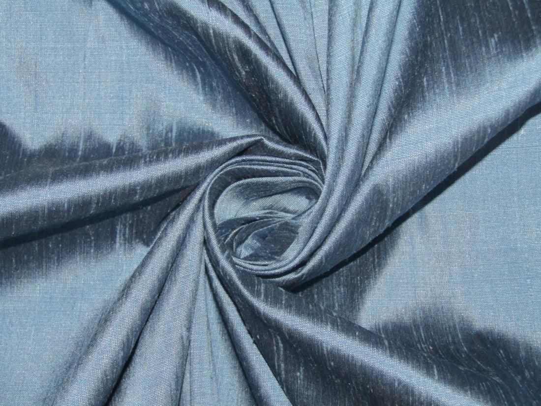 100% PURE SILK DUPIONI FABRIC CLOUDY BLUE 33 momme 54" wide WITH SLUBS MM118[4]