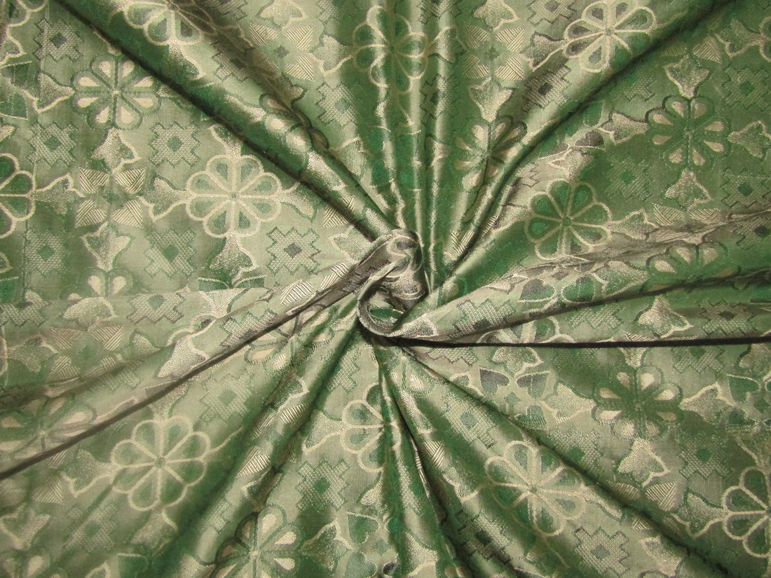 Brocade PURE SILK fabric VESTMENT 54" wide  GREEN AND GOLD TAFJ9[2]