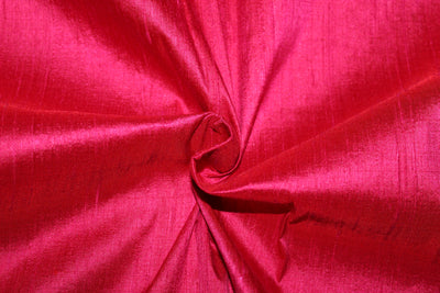 100% PURE SILK DUPIONI FABRIC MAJENTA PINK X RED  color 54" wide WITH SLUBS MM123[3]