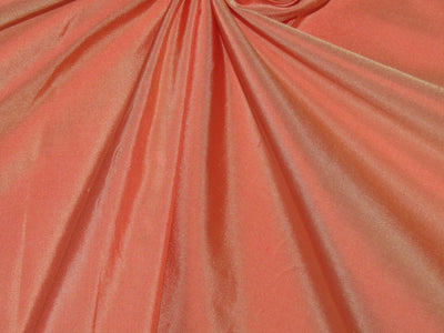 100% Pure SILK TAFFETA FABRIC PEACH X GOLD color TAF334[4]