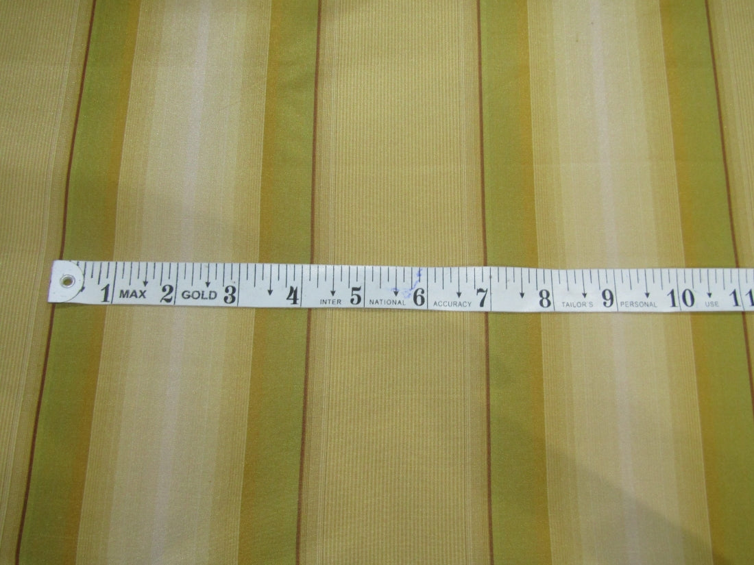 Silk Taffeta Fabric Shades of Gold,Green&amp; Wine Color stripes 54&quot; wide TAFS#21[1]