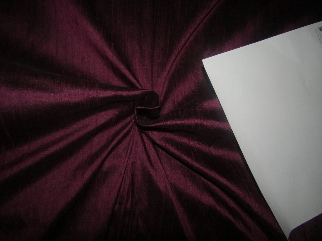 100% PURE SILK DUPIONI FABRIC AUBERGINE X BLACK  44" wide WITH SLUBS MM117[1]