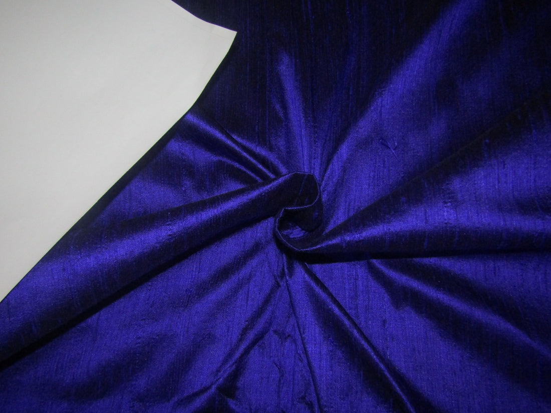 100% PURE SILK DUPIONI FABRIC ROYAL BLUE X BLACK 44" wide WITH SLUBS MM117[3]