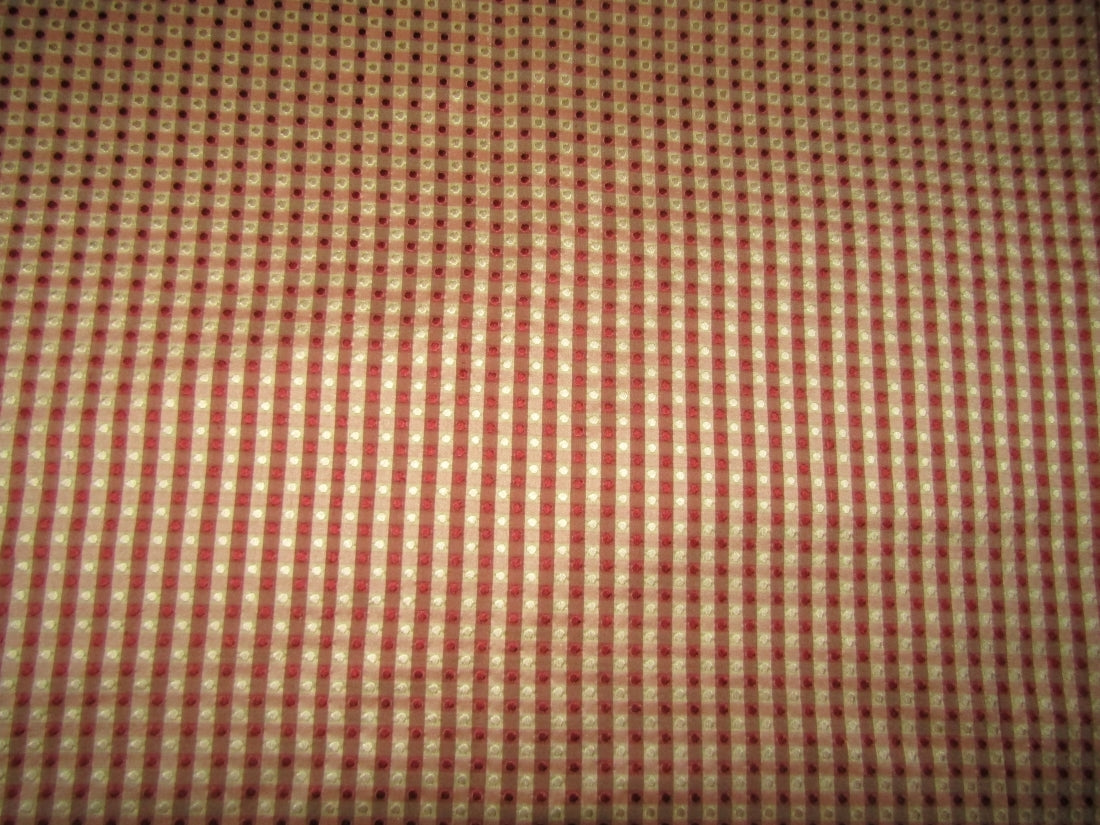 SILK TAFFETA FABRIC Pink &amp; Cream color plaids with jacquard 54" wide TAFCJ6