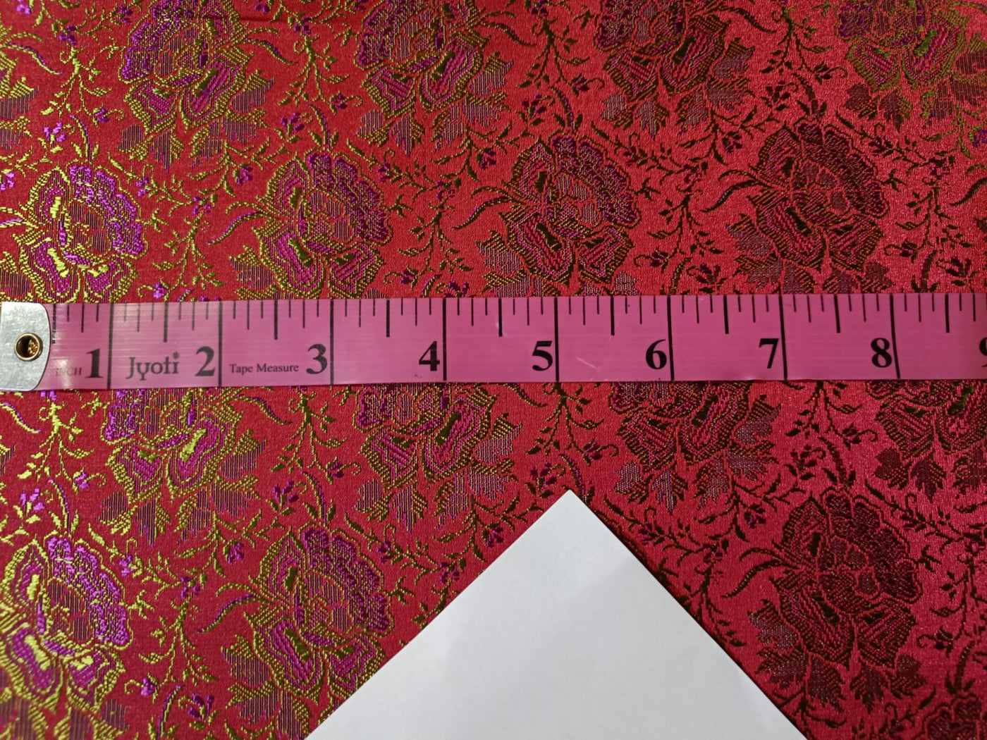 SILK BROCADE FABRIC Pink,Fuchsia & Green COLOR 44" wide BRO211[5]