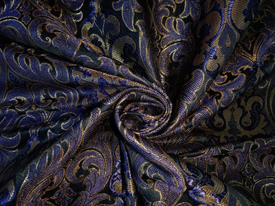 silk brocade fabric-hand loom woven black/purple/gold metallic color 44" wide BRO206[5]