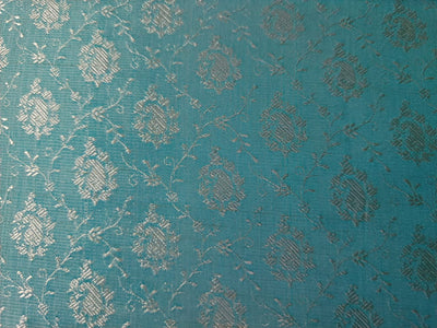 Silk Brocade fabric Pastel Blue & Light Silvery Ivory color 44" wide BRO203[5]