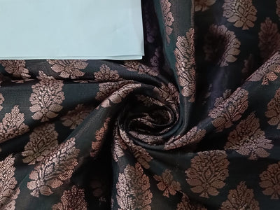 Spun Brocade Fabric Black & Antique Rose Gold color 44" wide BRO199[7]