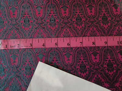 SILK BROCADE FABRIC Pink & Teal colour 44" wide BRO194[5]