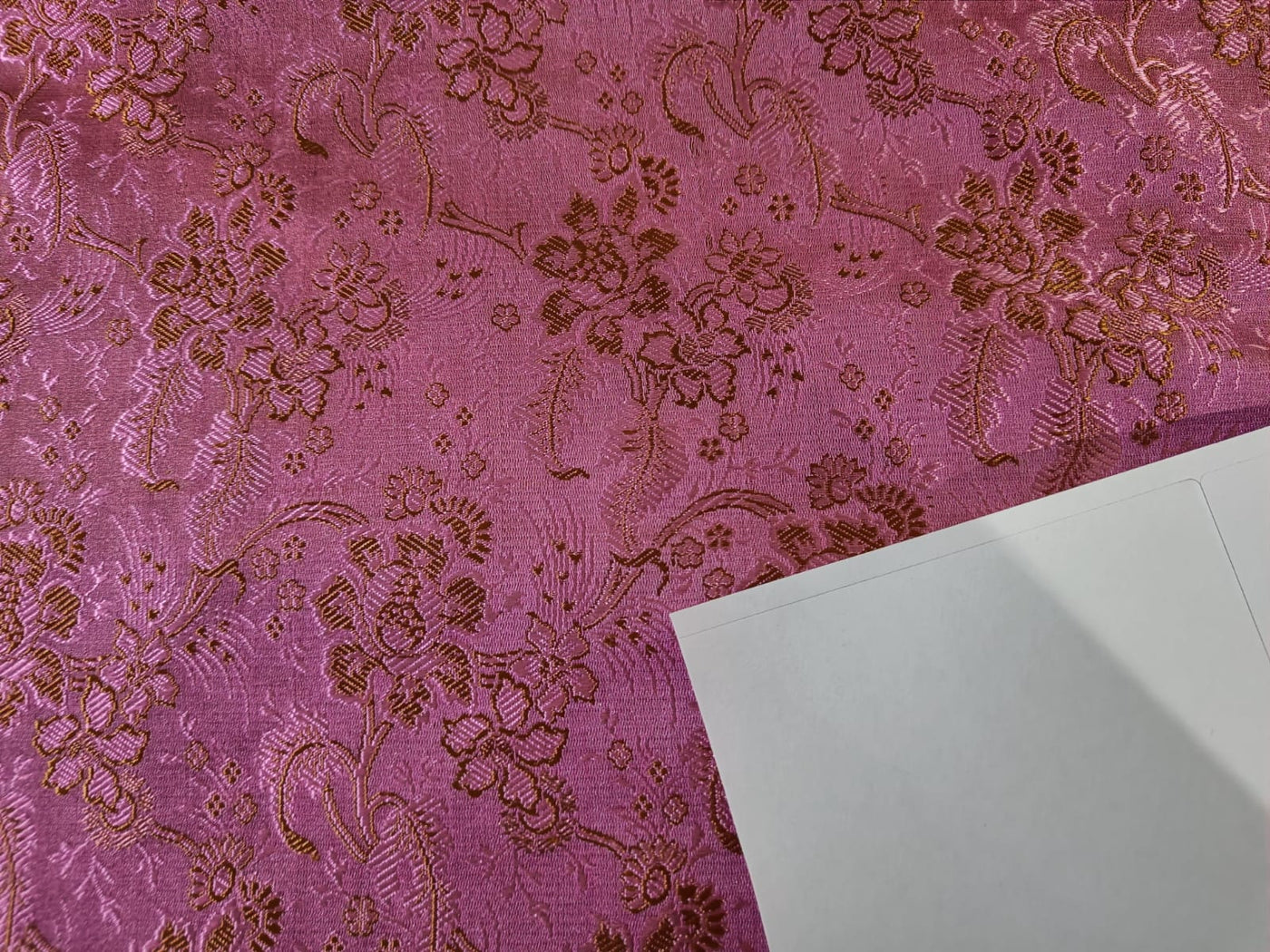 SILK BROCADE FABRIC Pink & Golden Brown colour 44" wide BRO192[6]