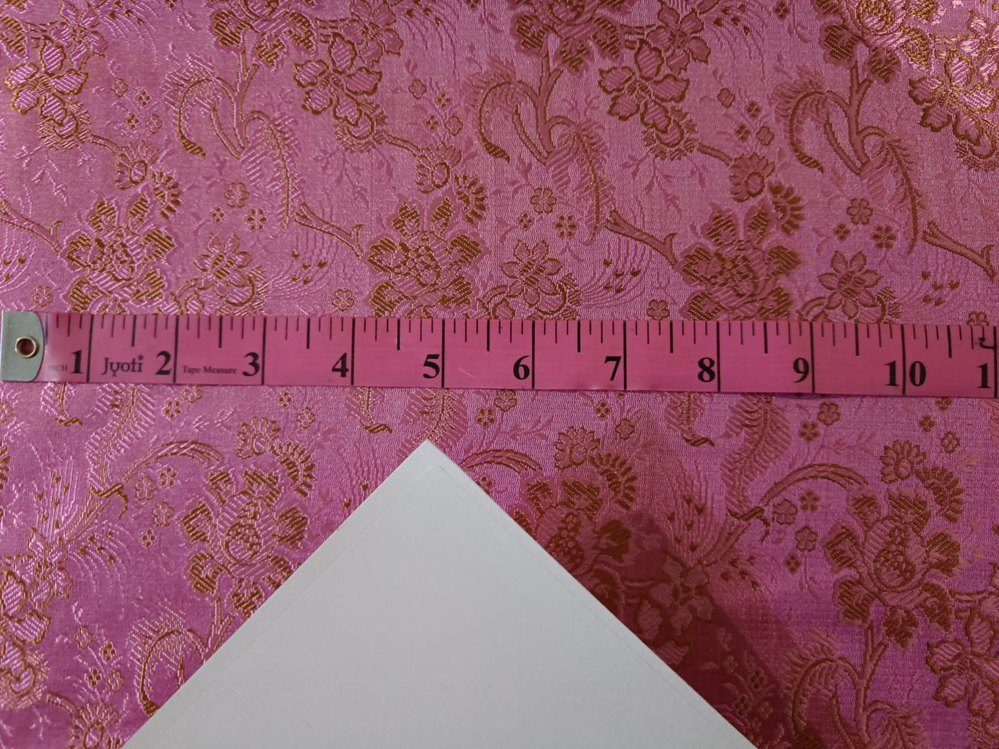 SILK BROCADE FABRIC Pink & Golden Brown colour 44" wide BRO192[6]