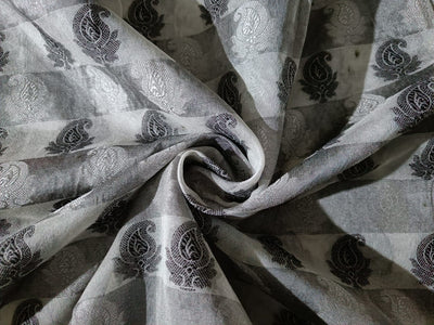 Spun Brocade fabric White,Black & Grey Color 44" wide BRO188[2]