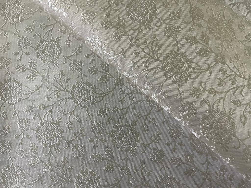 Pure Silk Brocade ivory white Color 44" wide BRO298[1]