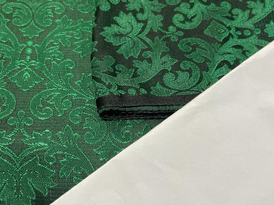 SILK RICH BROCADE FABRIC FOREST GREEN COLOR 44" wide BRO378[1]