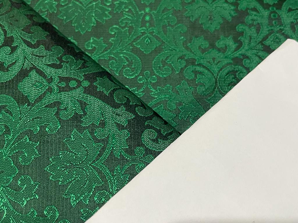 SILK RICH BROCADE FABRIC FOREST GREEN COLOR 44" wide BRO378[1]