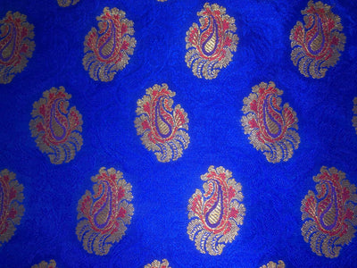 Silk Brocade fabric 44" wide PAISLEYS  available in 5 colors GREEN /YELLOW/ ROYAL BLUE /NAVY AND  ORANGE BRO940