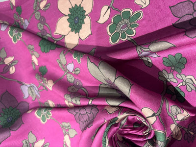 Viscose TWILL Digital Floral Print 41&quot; wide available in 2 colors mustard , slate blue and berry