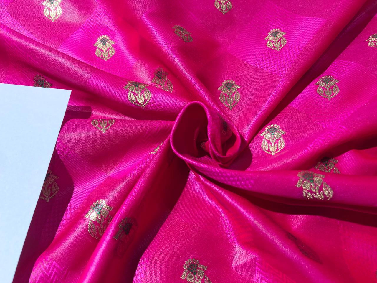 Silk Brocade  fabric~ satin 44" wide   jacquard BRO1003 available in 4 colors teal,pink,red and burgandy brown