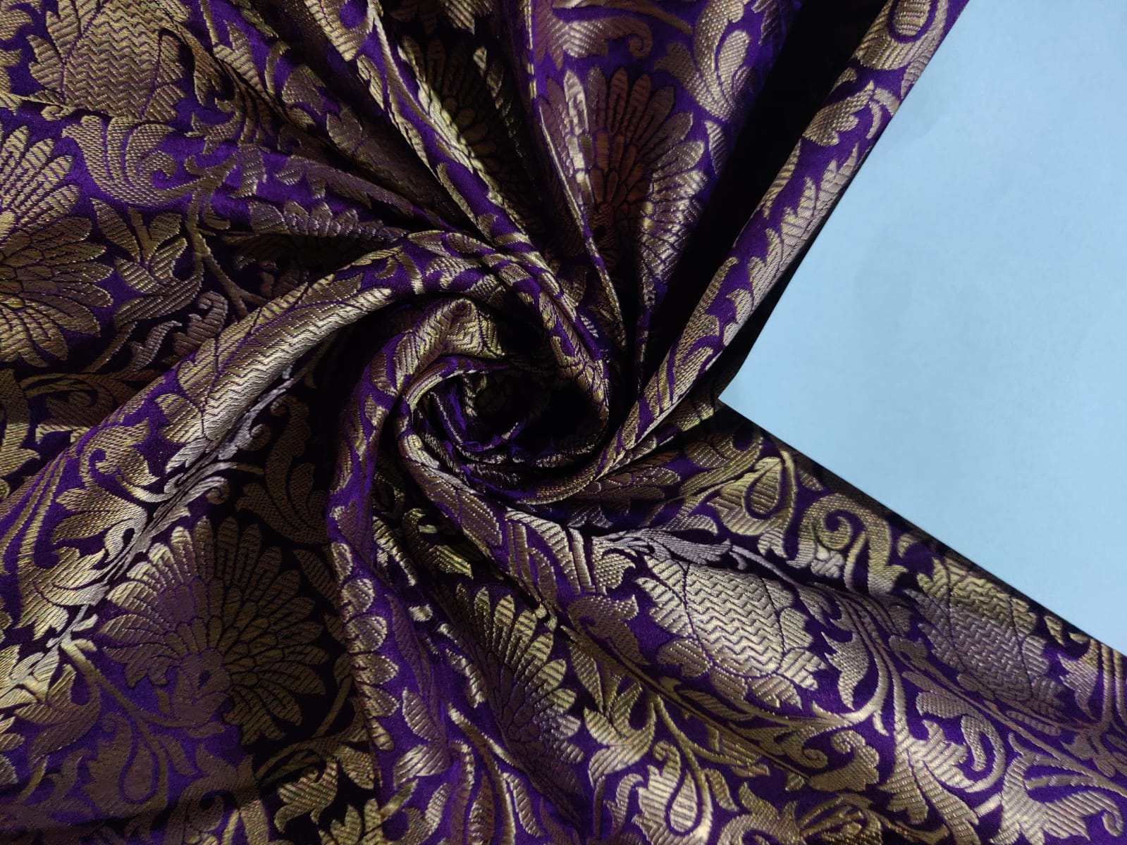 Heavy Silk Brocade Fabric Purple & Antique Gold BRO114[3] – Puresilks.us