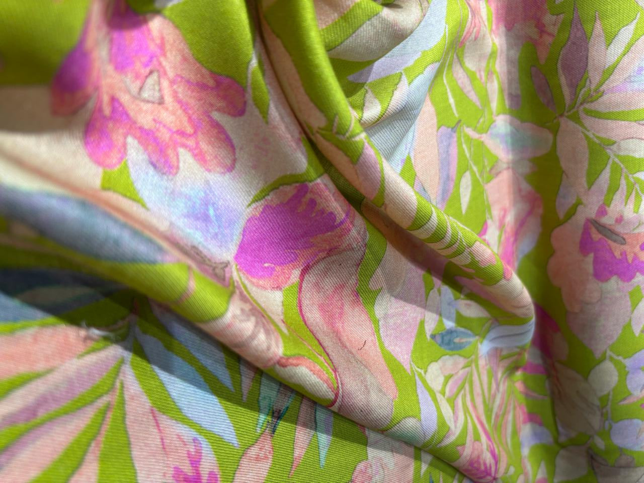 Viscose TWILL Digital Floral Print 41&quot; wide available in 2 colors NEON GREEN AND NEON PINK