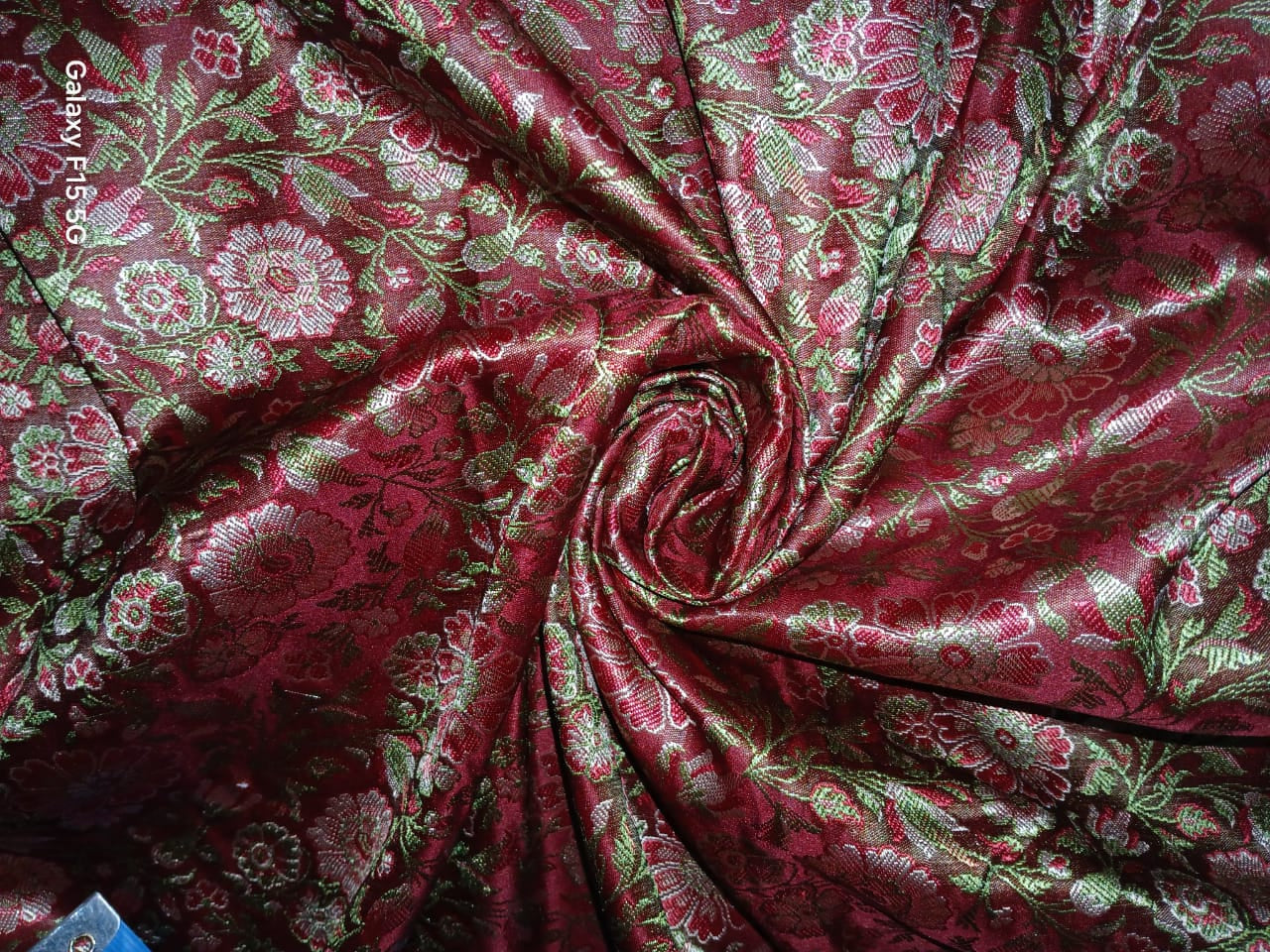 Silk Brocade fabric floral  jacquard available in 3 colors burgundy, red and maroon BRO989[1/2/3]