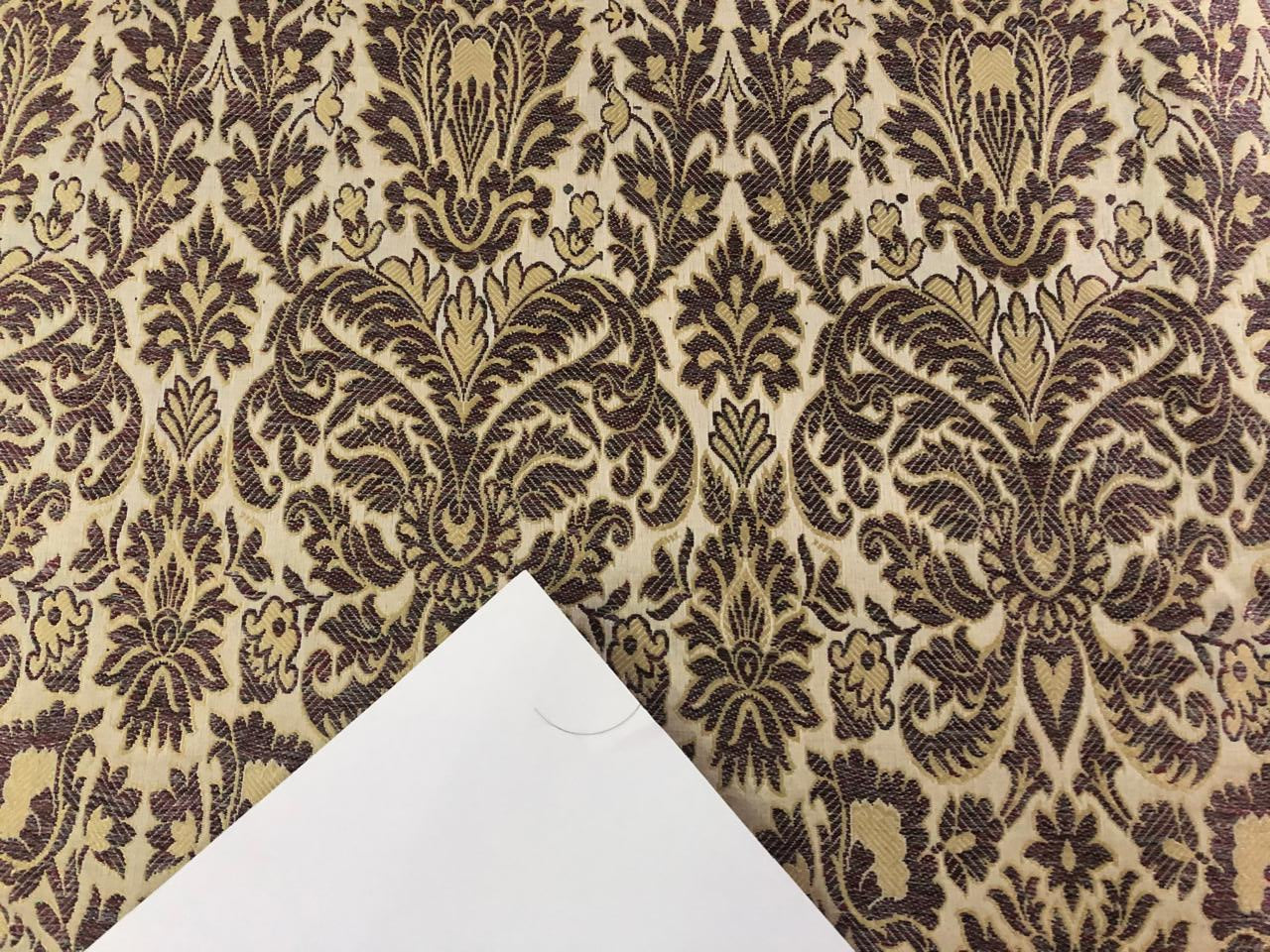 Silk Brocade fabric floral  jacquard  available in 2 colors gold with pink and blue / gold with red and grey BRO1005[1/2]