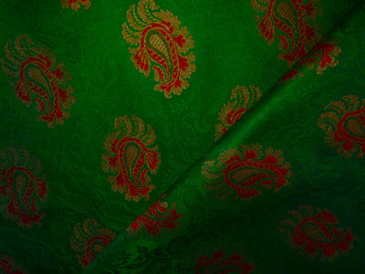 Silk Brocade fabric 44" wide PAISLEYS  available in 5 colors GREEN /YELLOW/ ROYAL BLUE /NAVY AND  ORANGE BRO940