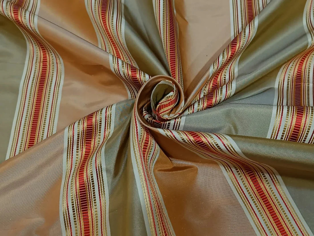 100% Pure Silk Taffeta striped table runner and placemat set