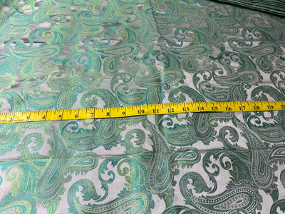 Brocade fabric 54" wide  100% Silk  Jacquard Fabric  PAISLEYS available in 2 colors grey and green and grey, green and brown TAFJACNEW20/21