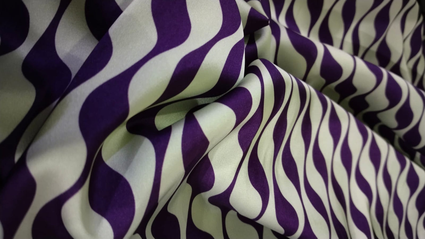 Satin fabric print 58" wide ARMANI available in two colors GOLD AND NAVY AND PASTEL MINT AND PURPLE