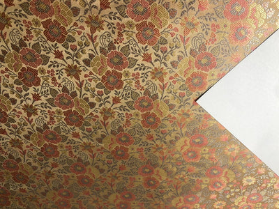 Silk Brocade  fabric~  44" wide FLORAL  jacquard available in 3 colors light olive ,mango and nude beige